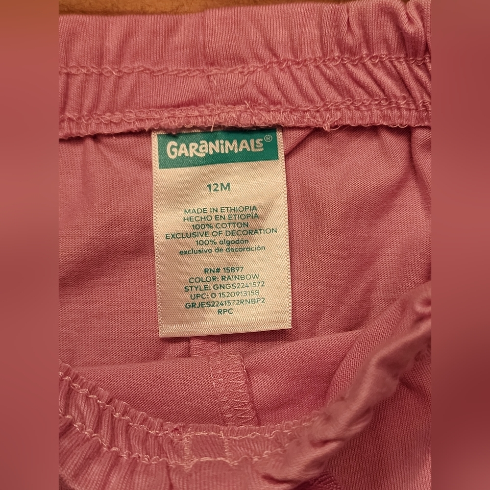 Garanimals Girls Paperbag Knit Short 2-pc Set Pink/Stripes 12mo - Picture 4 of 7